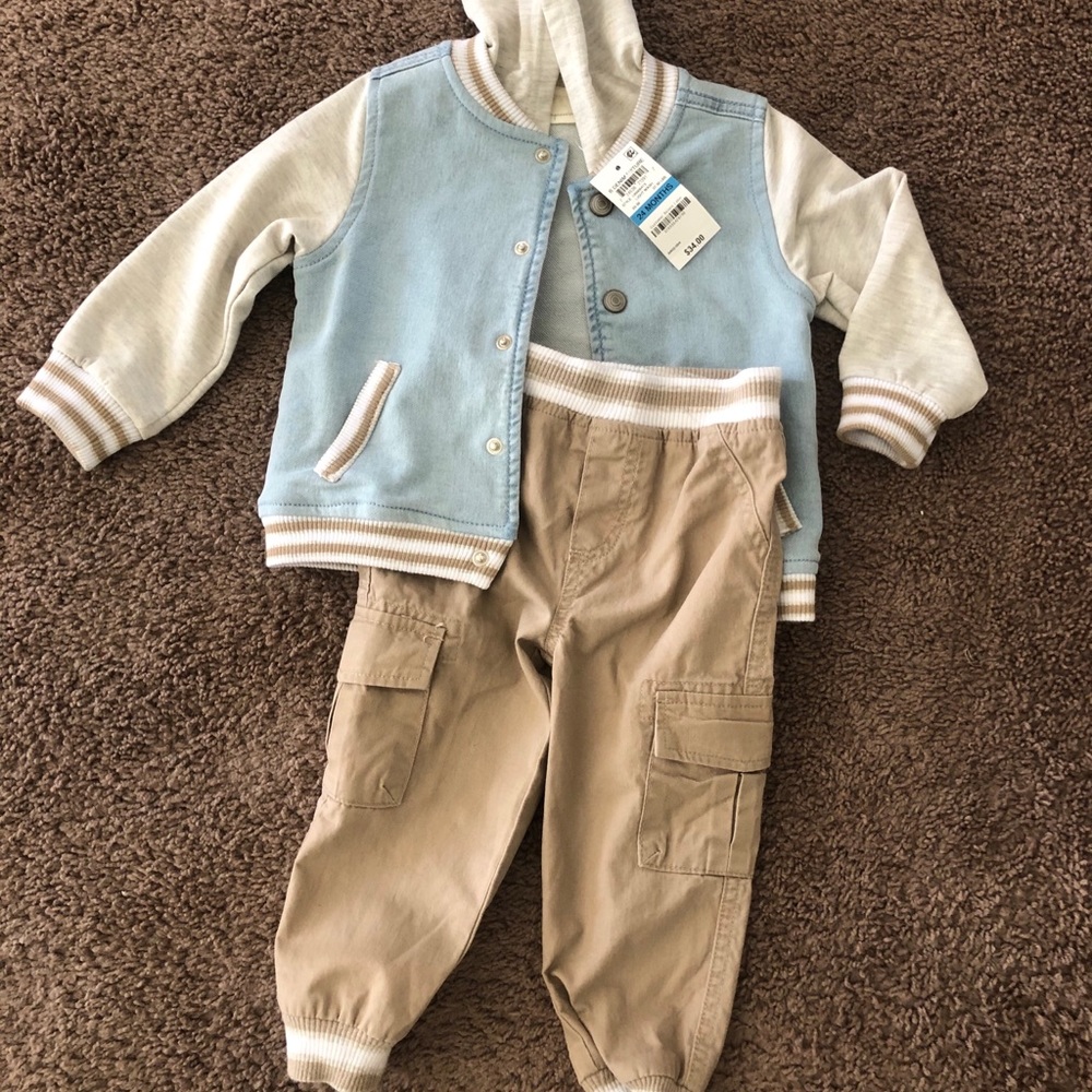 Beige and blue Outfit